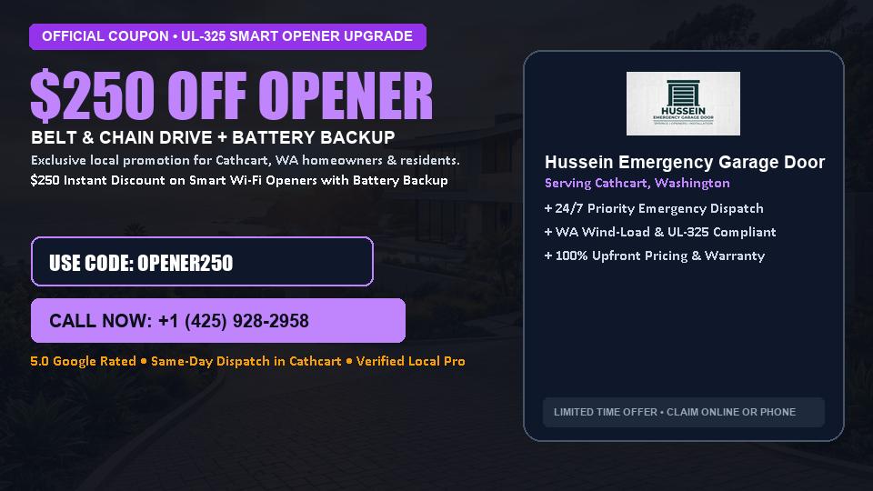 $250 OFF Smart Wi-Fi Garage Door Opener Installation in Cathcart, WA - Hussein Emergency Garage Door