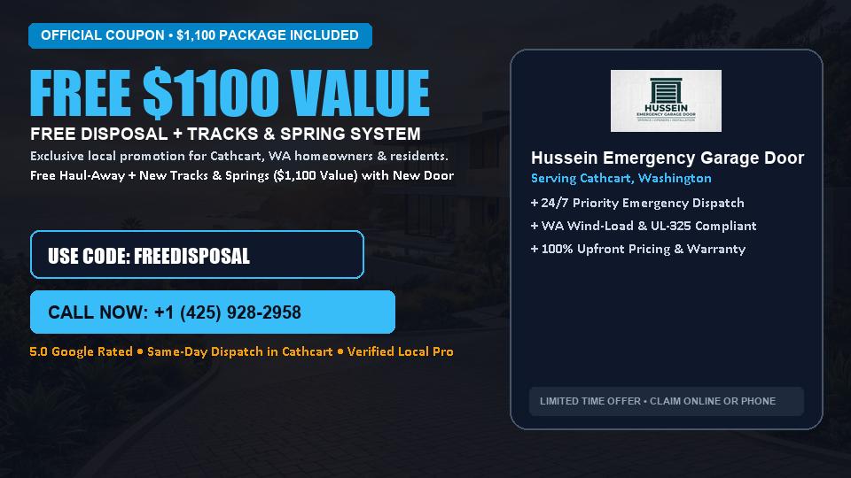 FREE Old Door Haul-Away & Heavy-Duty Tracks in Cathcart, WA - Hussein Emergency Garage Door