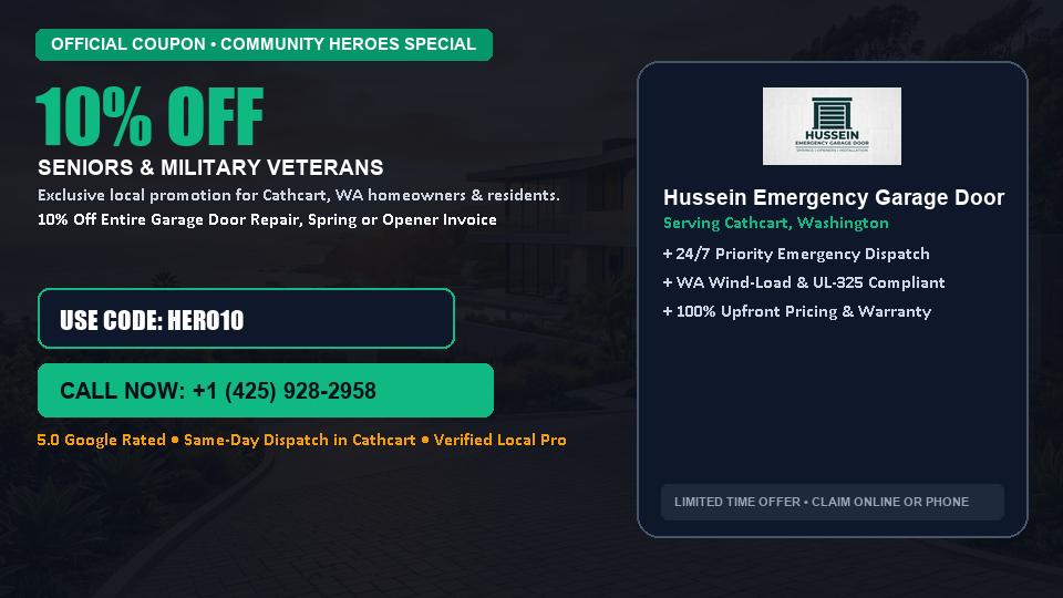 10% OFF Senior, Military & First Responder Discount in Cathcart, WA - Hussein Emergency Garage Door